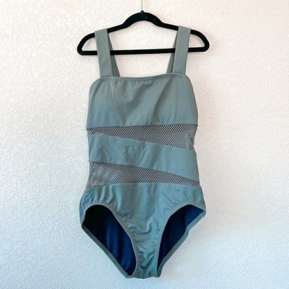 Carmen Marc Valvo Swimwear - Green One Piece Mesh Swimsuit, Size 6